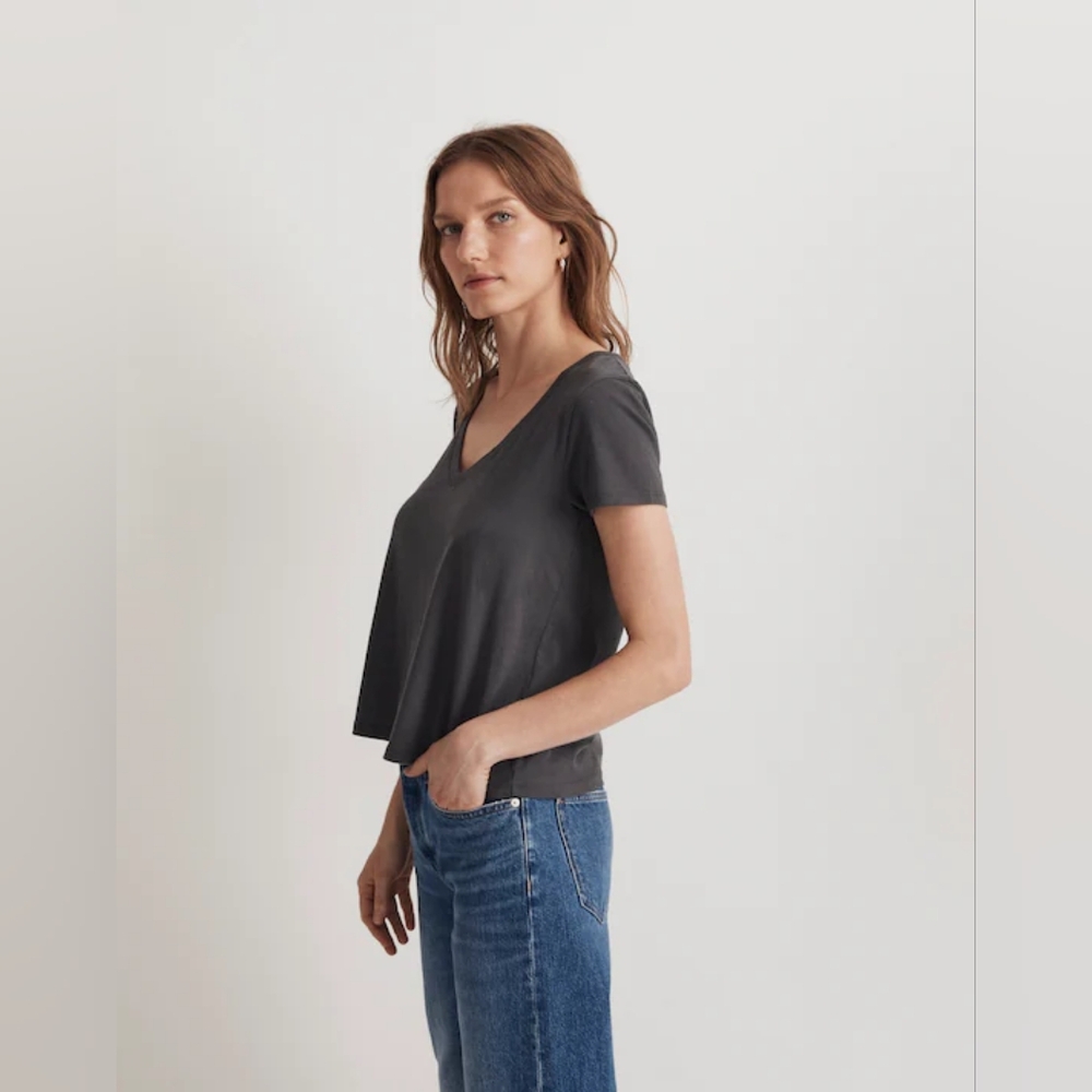 NWT Madewell Slub Boxy-Crop Tee Size XXS - Picture 2 of 8